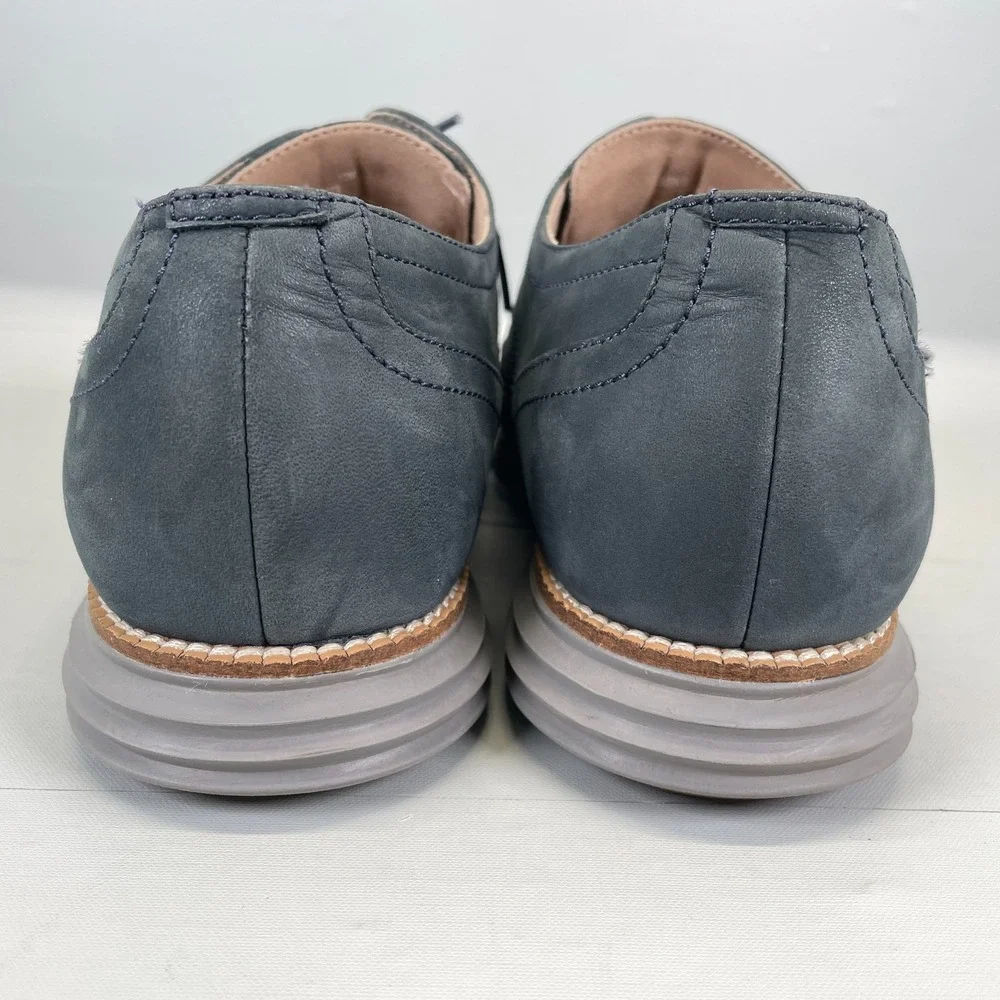 Cole Haan Original Grand Shoes Mens Size 10 M Blue Nubuck Wingtip Lace Up Oxford